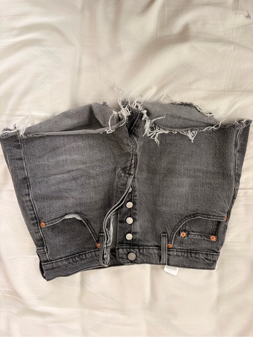 Levi W29 High-Rise Distressed Black Denim Jeans Shorts